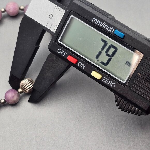 VTG Rhodonite 8mm Beaded Necklace 18" Sterling Silver Spring Clasp & Spacers - Picture 6 of 7